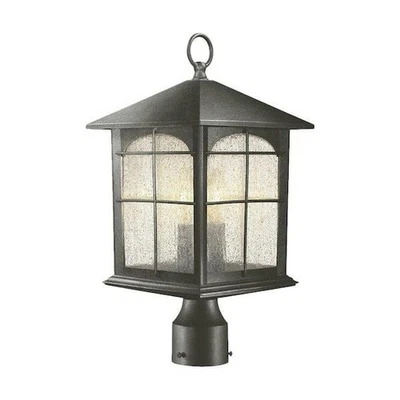 Home Decorators Brimfield 3-Light Aged Iron Steel Line Volt Outdoor Post Light - Image 1 of 4