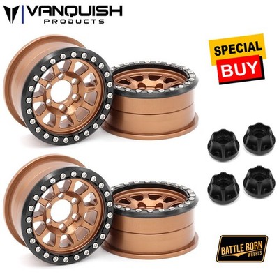 Vanquish 1.9 Alum Battle Born Sierra Beadlock Bronze Wheels (4) w/Black Hubs (4)
