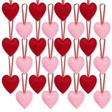 24 Pieces Felt Heart Hanging Ornament Valentines Day Heart Shaped Ornaments f...