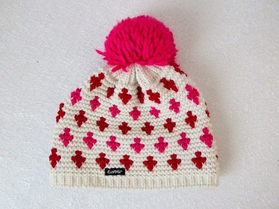 Wintermütze Skimütze Damen Mädchen Weiß/Pink mit Bommel ''Eisbär''
