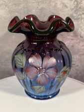 Fenton Mulberry Evening Blossom Vase Special Order George W. Fenton 1997 P Lane