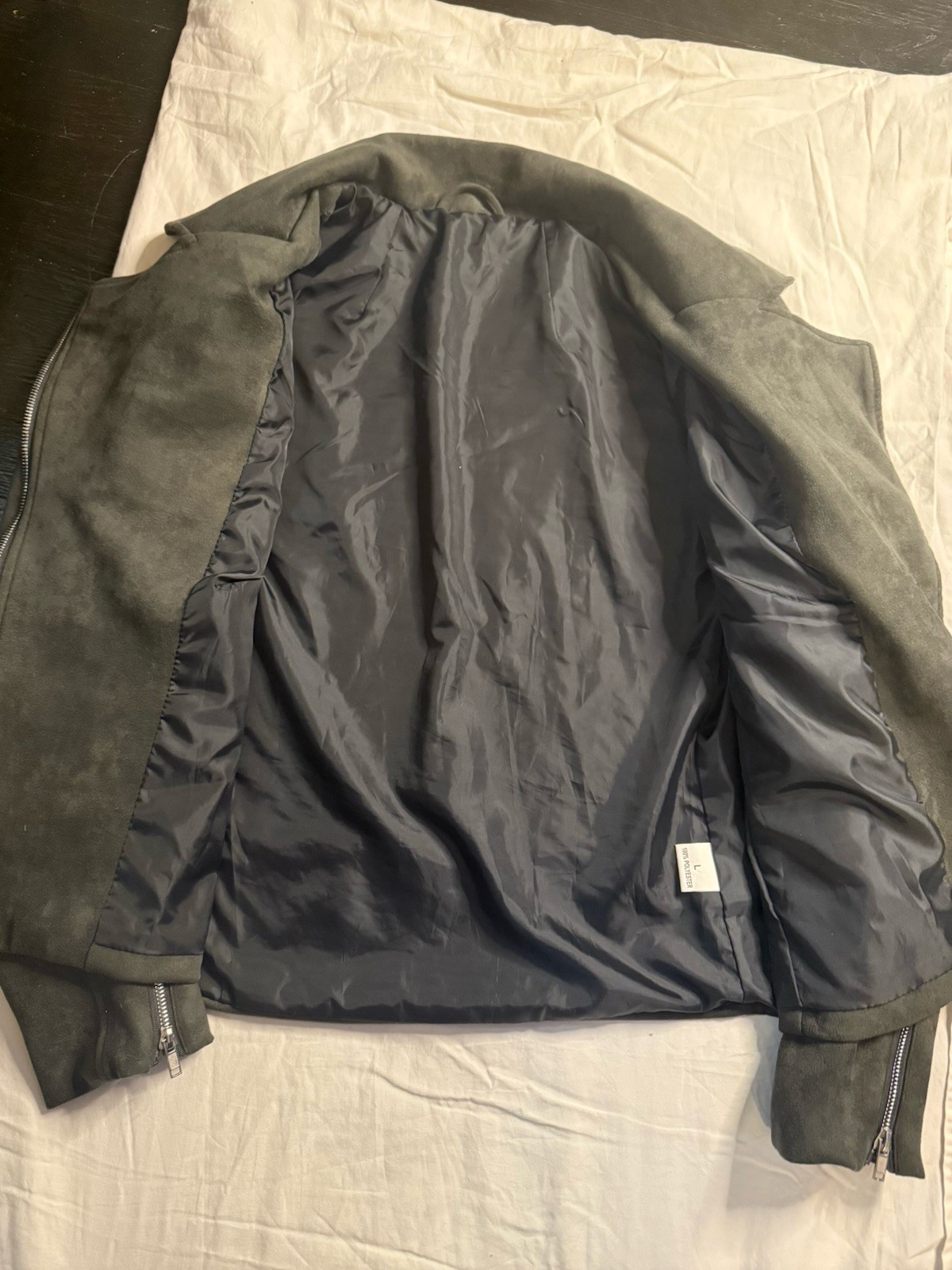 Men's Gray Solid Zip Jacket Size L Regular Multip… - image 5