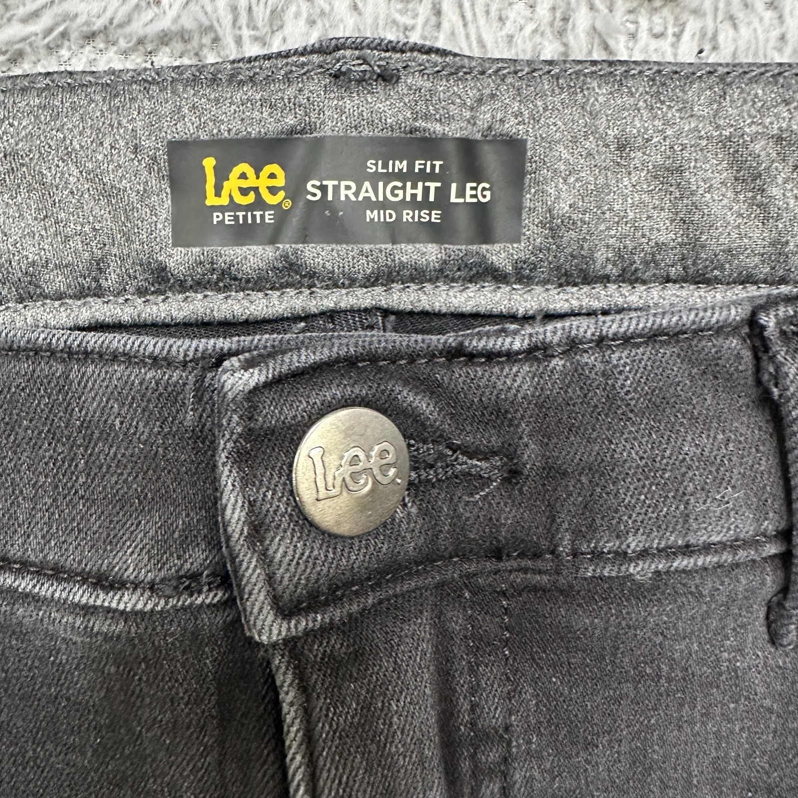 Lee Jeans Womens 12 Petite Black Slim Fit Straight Leg Mid Rise Sculpting image 7