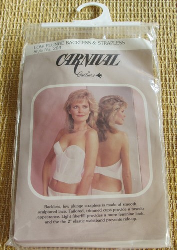 34B Carnival Strapless Plunge Backless Corset Boned Demi Bra Bridal Boudoir #203 - Picture 3 of 5