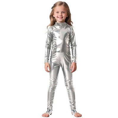 Girls Unitards Long Sleeve Full Body Leotard Turtleneck Bodysuit for Dance Co...