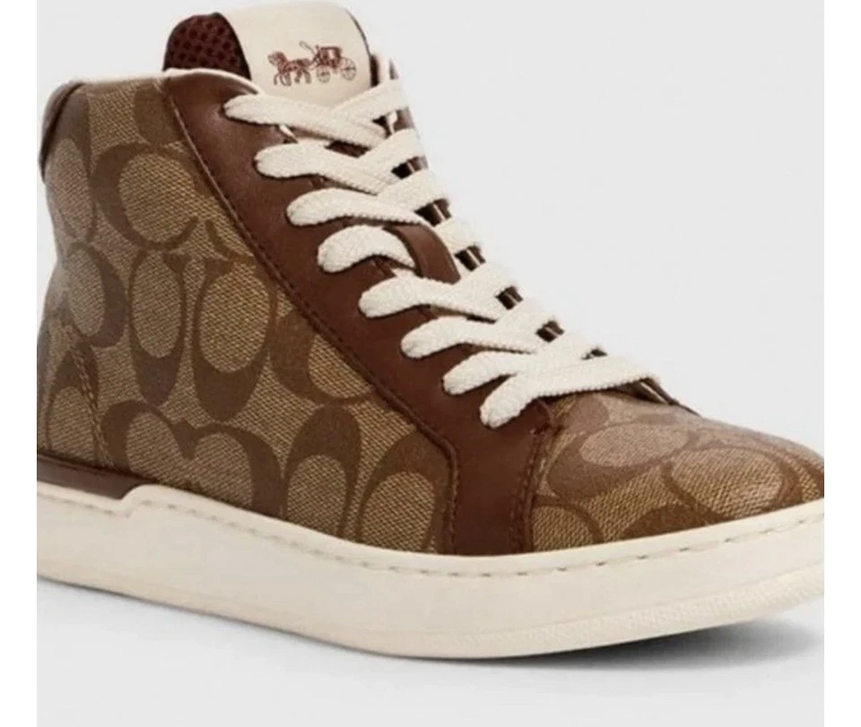 Zapatilla deportiva Coach para mujer con clip Signature de caña alta talla 11B color caqui/silla de montar G5367 Foto 2 de 4