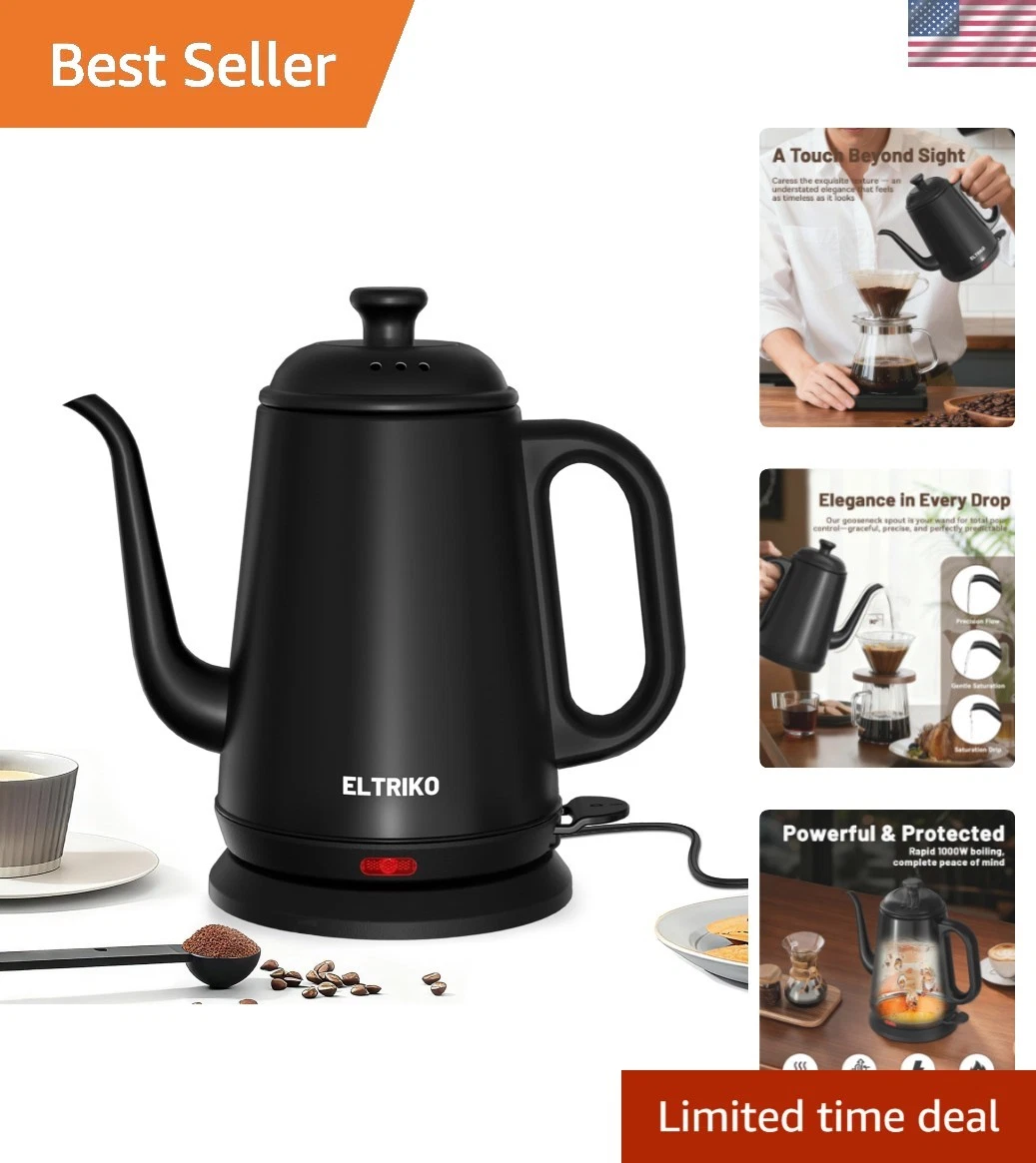 Gooseneck Electric Kettle, 1L Water Boiler, Pour Over Coffee & Tea, 1000W Fas...