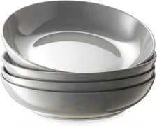 4-Pack 8.6" Ceramic Salad Serving Bowls - 32oz Shallow Pasta Bowls Set (GRAY)