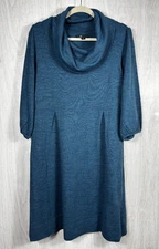 AB STUDIO XL Teal Cowl Neck Sweater Dress Cozy Chic Fall Winter Knit Style