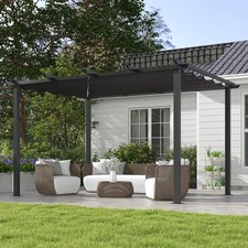 3x4M Outdoor Pergola Retractable Roof Garden Gazebo Canopy Shelter Drain Holes
