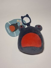 Squishmallows 3.5-inch Jameel the Frog Clip-On Plush Grey Red Keyrings Key Chain