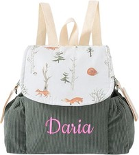 Sac à dos enfant personnalisé velours côtelé broderie prénom 28cm lunch box