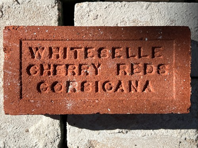 #ad Vintage Red Clay Brick Imprinted Whiteselle Cherry Reds Corsicana $14.99