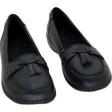 Clarks Ashland Bubble Black Leather Loafer Flats Women's US 7.5W