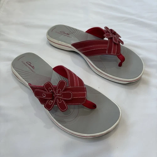 Clarks Cloudsteppers Sandali Brinkley Flora Rosso Donna 10M. Nuovo con etichette adesive