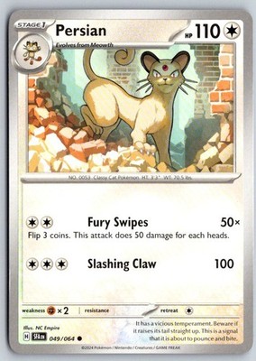 Persian 049/064 Common Shrouded Fable Pokemon Near Mint