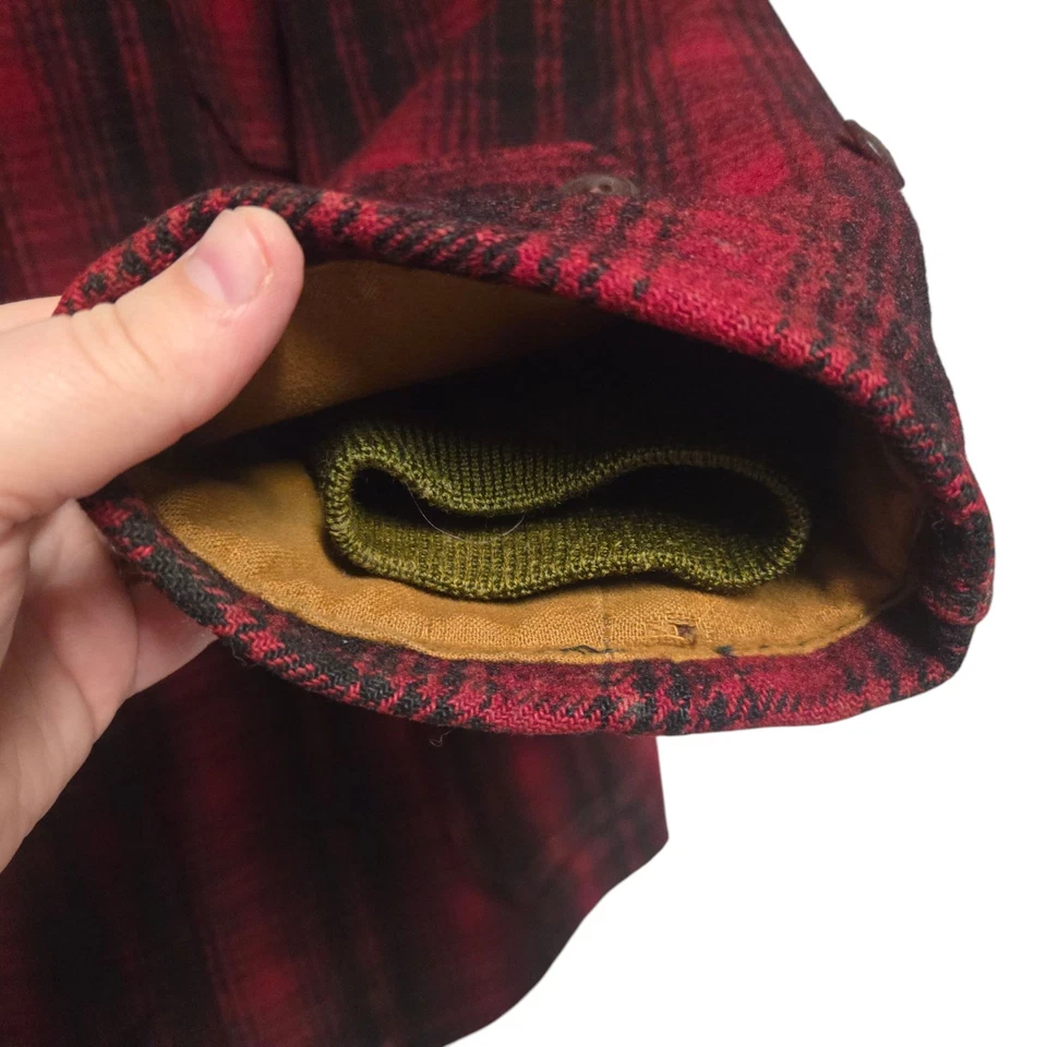 Vintage Woolrich Jacket Mens 40 Mackinaw Buffalo Plaid Wool Chore 1940s Coat - Image 3 of 4