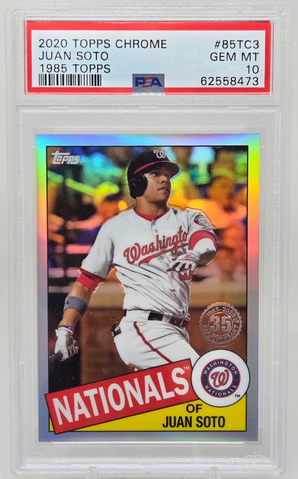 2020 Topps Chrome 1985 Version Refractor JUAN SOTO CARD PSA 10 GEM MINT