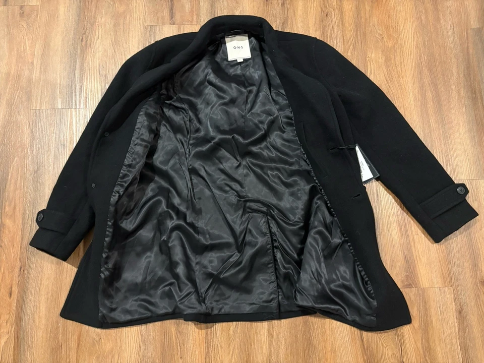 Abrigo largo con solapa de muesca para hombre, negro, talla pequeña, nuevo, lana, abrigo Foto 4 de 4