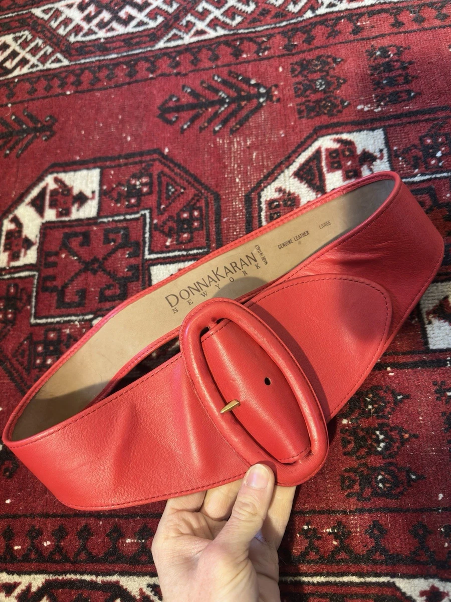 Donna Karan Vintage Nubuck Red Leather Belt 1980s Italy Large Donna Karan Vintage Maroon Nubuck Leather Belt 1980 Italy  main image 2