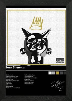 J. Cole - Born Sinner Album Cover gerahmtes Wandbild Poster Leinwanddruck Bild