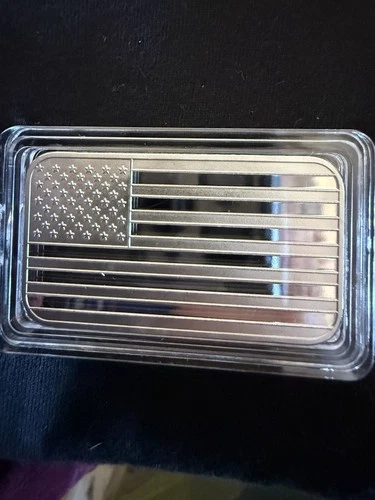 Silver Bar American Flag .999 Fine Silver 1 oz