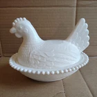 Indiana Milk Glass Hen On Nest Vintage Covered Dish