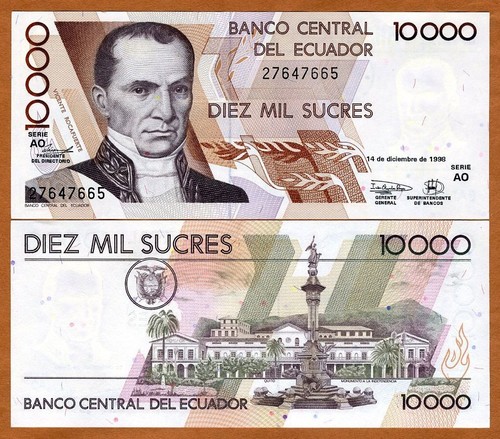 Ecuador, 10000 (10,000) Sucres, 1998, P-127 (127c), UNC Pre-USD$ - 第 1/1 張圖片