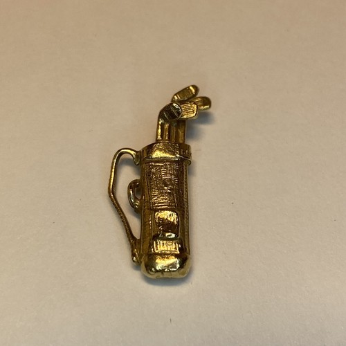 Golf Charm, 14K Gelbgold Golfschläger in Tasche Charm Anhänger