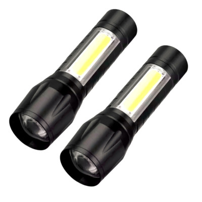 2x Taschenlampe Handlampe LED Super Helle Leuchte Zoom Alu Gehäuse 2in1 Funktion