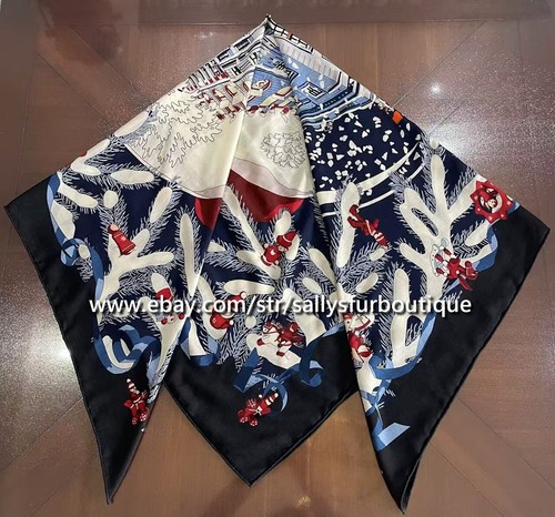 Sallys 70% Cashmere & 30% Silk Wrap Scarf Christmas Print Double Face Shawl 53" - Picture 23 of 50