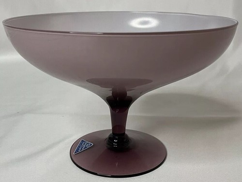 Old Morgantown Footed Compote Cased Lead Crystal Stella Vintage Amethyst - Picture 7 of 17
