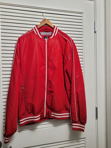 Varsity Bomber Satin Red Jacket | eBay