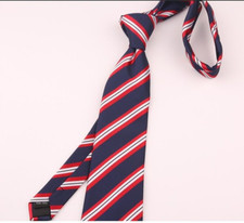 New Classic Striped Blue White JACQUARD WOVEN 100 Silk Men's Necktie Tie