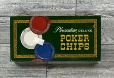 Vintage 1963 Pleasantime Deluxe Poker Chips Pacific Game Co Made In USA NEW