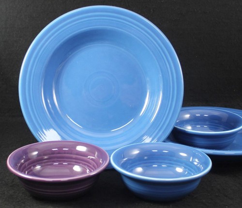 Homer Laughlin Fiesta Lapis Blue Intro 2013 3 Salsa Bowls and 2 Rim Soups