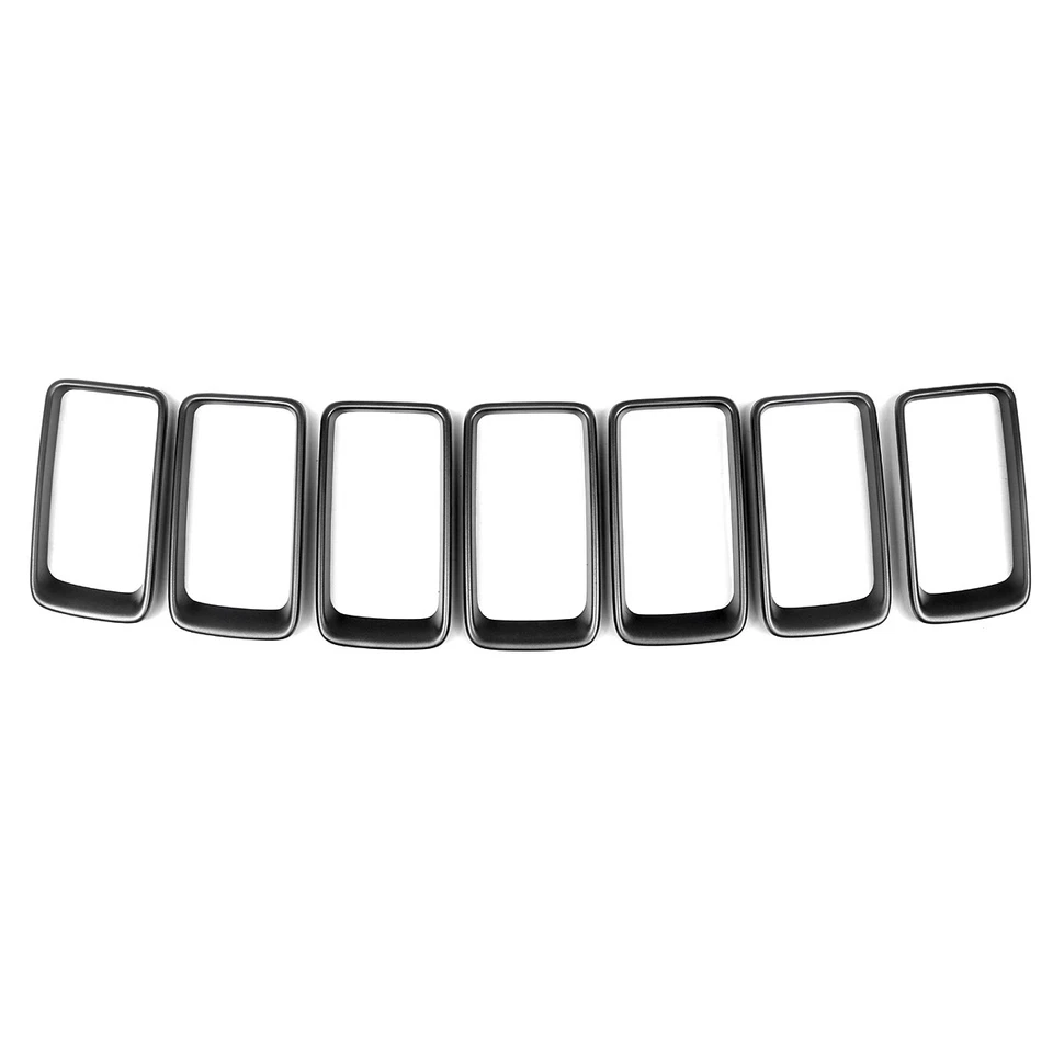 7X Front Grille Mesh Ring Insert Cover For Jeep Grand Cherokee 2014-16 Matte Blk Foto 4 de 4
