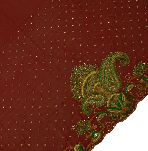 Vintage Saree Remnant Scrap Multi Purpose Craft Zardozi Embroidered Fabric - Picture 3 of 6