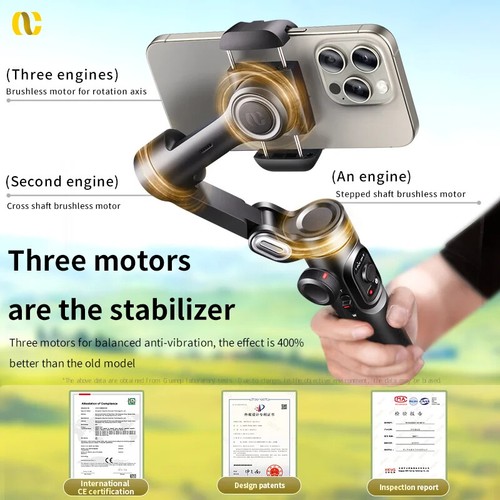 AOCHUAN 3-Axis Handheld Gimbal Stabilizer for Smartphone with Fill Light - Picture 2 of 8