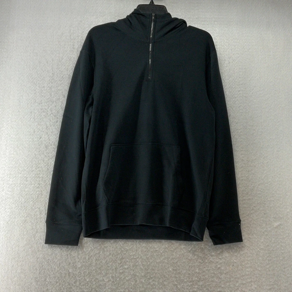 Sudadera con Capucha Gilly Hicks Para Mujer Talla Mediana Negra Manga Larga 1/4 Cremallera Bolsillo Pullover Foto 2 de 4