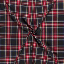 Scottish Tartan Check Fabric Material - BLACK
