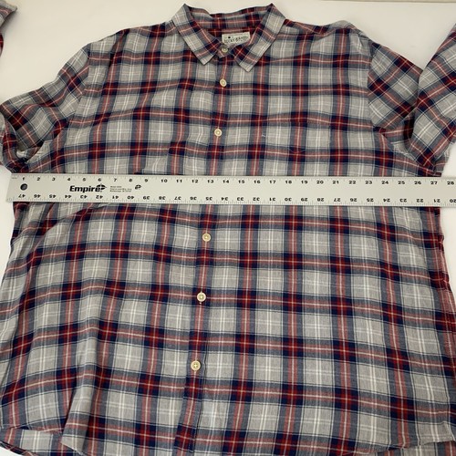 Lucky Brand Saturday Stretch Shirt Men XXL Gray Blue Red Plaid Button Preppy Dad - Picture 5 of 6