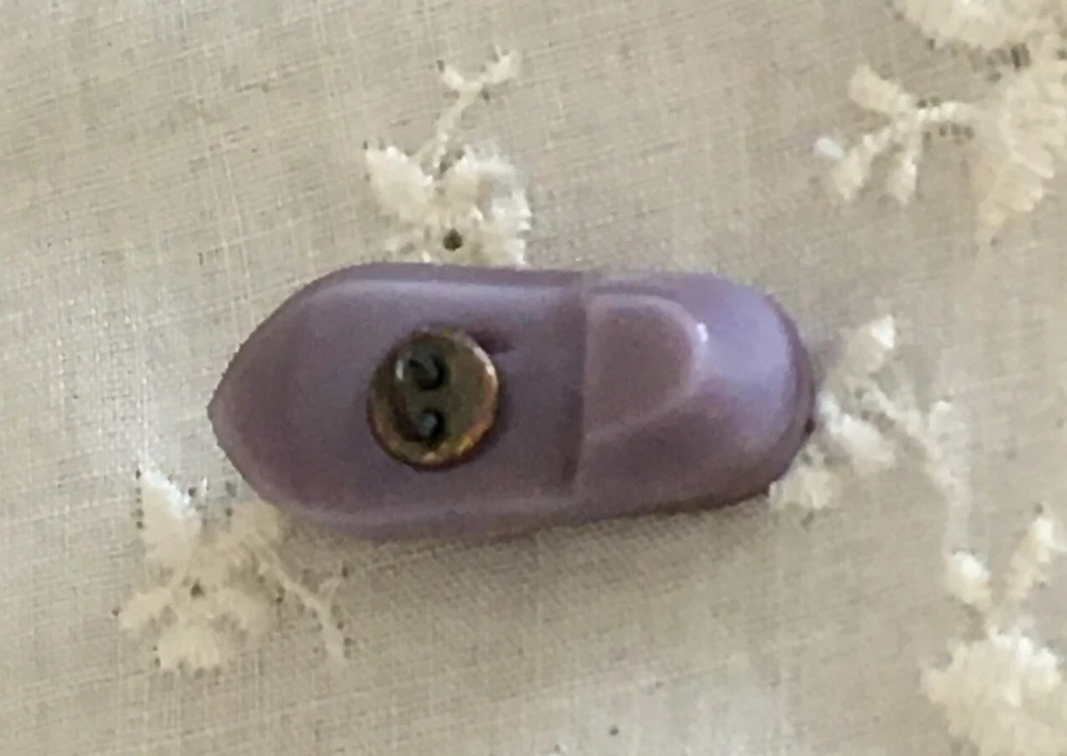 Realistic Moonglow Glass Shoe with Incised Gold Design Vintage Czech 7/8" - Image 4 of 4