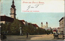 Austria Gruss aus Linz a Donau Promenade mit Landhaus Vintage Postcard B158