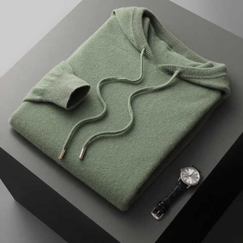 Men's female cashmere One-piece ready-to-wear Hoodie 100% Merino Wool Knitted - Picture 21 of 32