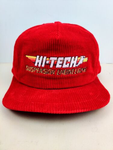 Vintage USA MADE Corduroy Hi Tech Racing Suspension Trucker Hat Snapback Cap NOS