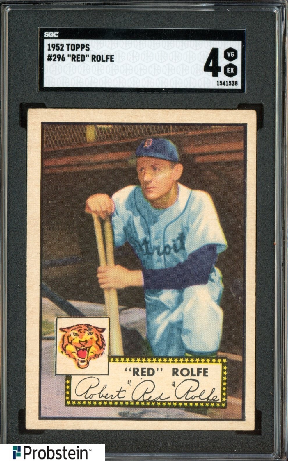 1952 Topps #296 Red Rolfe Detroit Tigers SGC 4 VG-EX