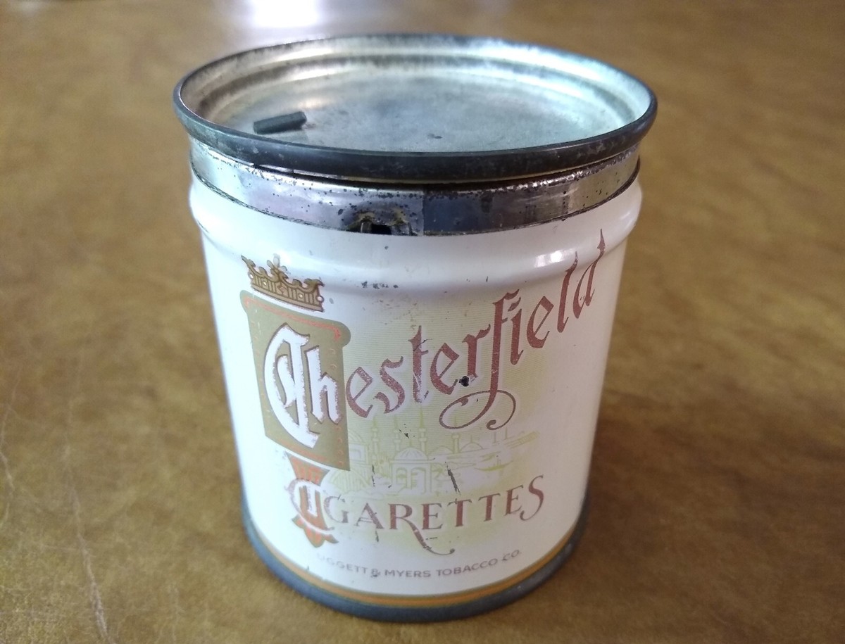WWII Opened Empty Chesterfield 50 Cigarettes Ligget & Myers Tobacco Co. Tin 