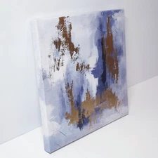 Modern Wall Art PRINT on 8x8 Canvas  Gold Copper Cobalt Blue Shades Home Decor 