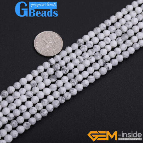 Natürliche weiße Howlite türkis Edelstein facettiert rund lose Perlen Schmuck 15" - Bild 25 von 26